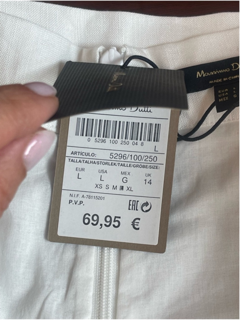 Massimo Dutti White Linen Blend Belted Midi Skirt with Slits Sz L NWT Coastal - Picture 7 of 16